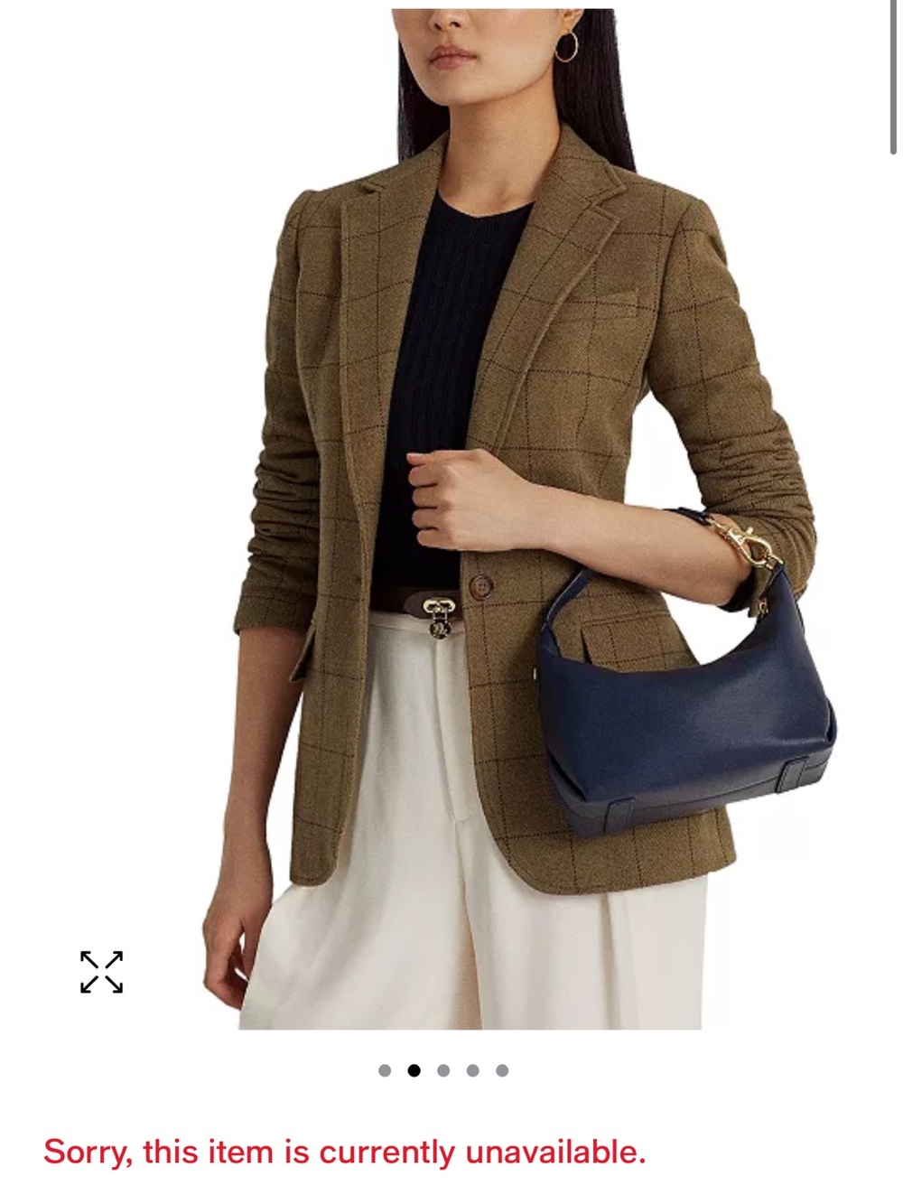Ralph Lauren Navy Leather Crescent Shoulder Bag with Gold Hardware